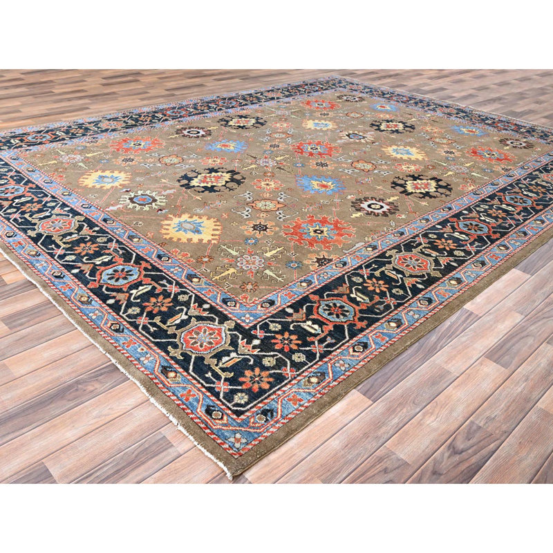 Tapis brun nouvel âge en laine 9 pi x 11 pi 9 po Zhi