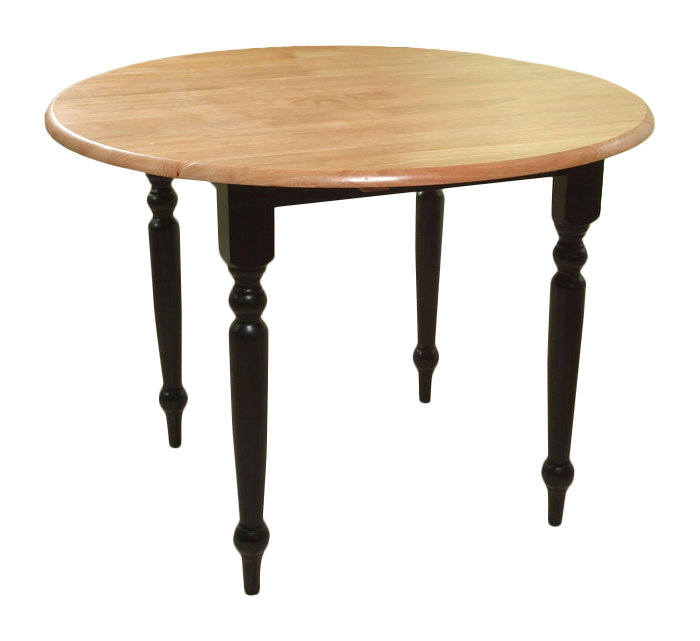 Cecelia Extendable Round Solid Wood Dining Table, Black / Natural