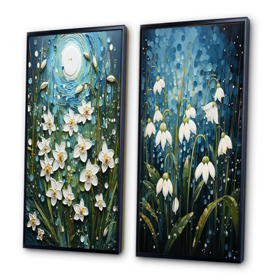 «White Snowdrops Field Pointillism», 2 pièces