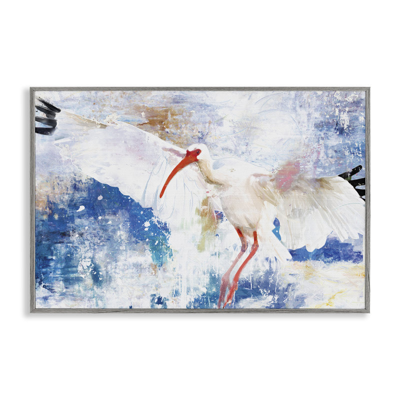  Oiseau cigogne volant, estampe numérique de Porter Hastings, H 12 po x l 18 po, Estampe numérique Farmhouse