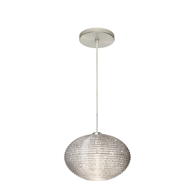 Luminaire suspendu sphérique 1 lumière Maryrose, Nickel satiné, Paillettes, H 6,88 po x l 10,25 po x p 10,25 po
