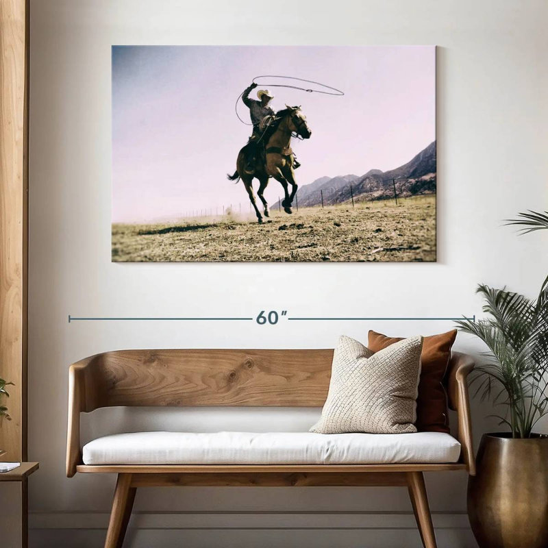 Lelar Cowboy et son lasso, H 32 po x l 48 po