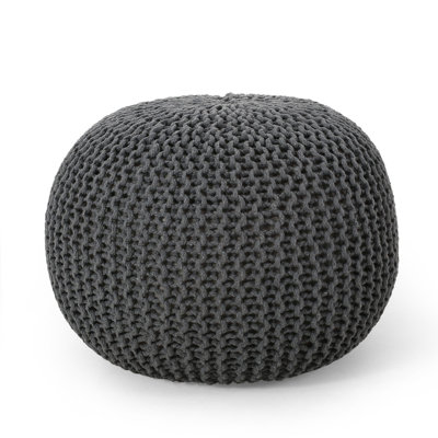 Bordeaux  Knitted Cotton Round Pouf, Gray