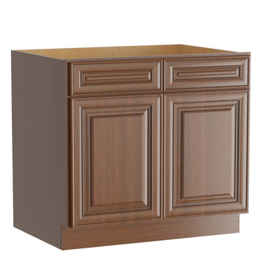 141.7'' W White/Brown Kitchen Cabinet Set