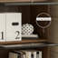 Noir + bois manufacturé brun-noisette + verre + vitrines en métal-120799122