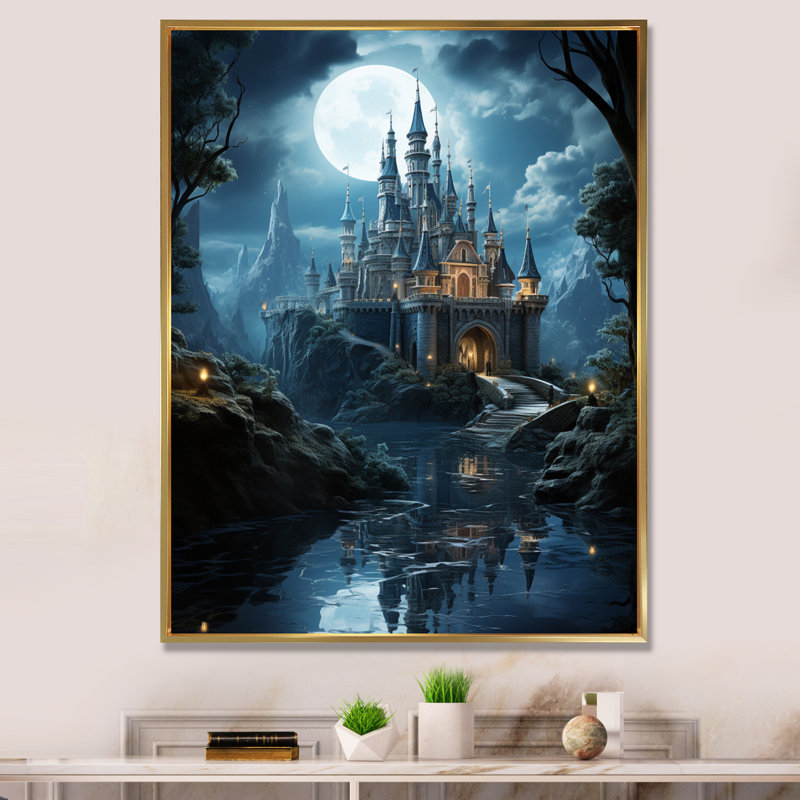 Krell Castles Enchanted Twilight I, reproduction d'art sur toile, H 20 po x l 12 po x P 1 po, Cadre flottant doré