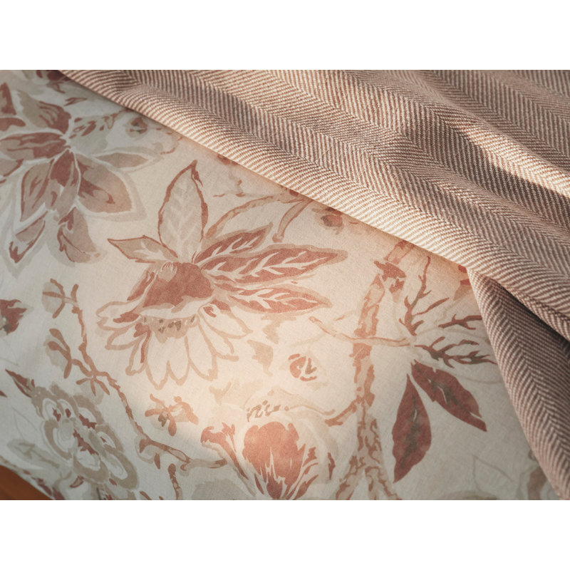 Sea Bloom Print Duvet Cover Full/Queen Natural W/Sage, Queen Duvet Cover, Natural w/Praline
