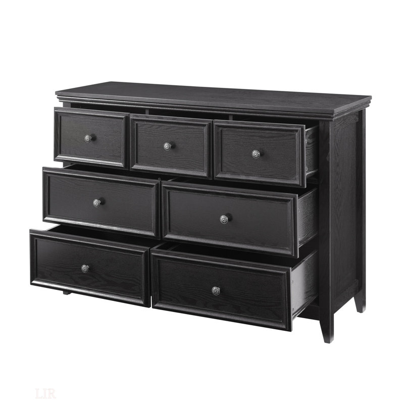 Commode 7 tiroirs Grita, Noir, noir, noir, noir