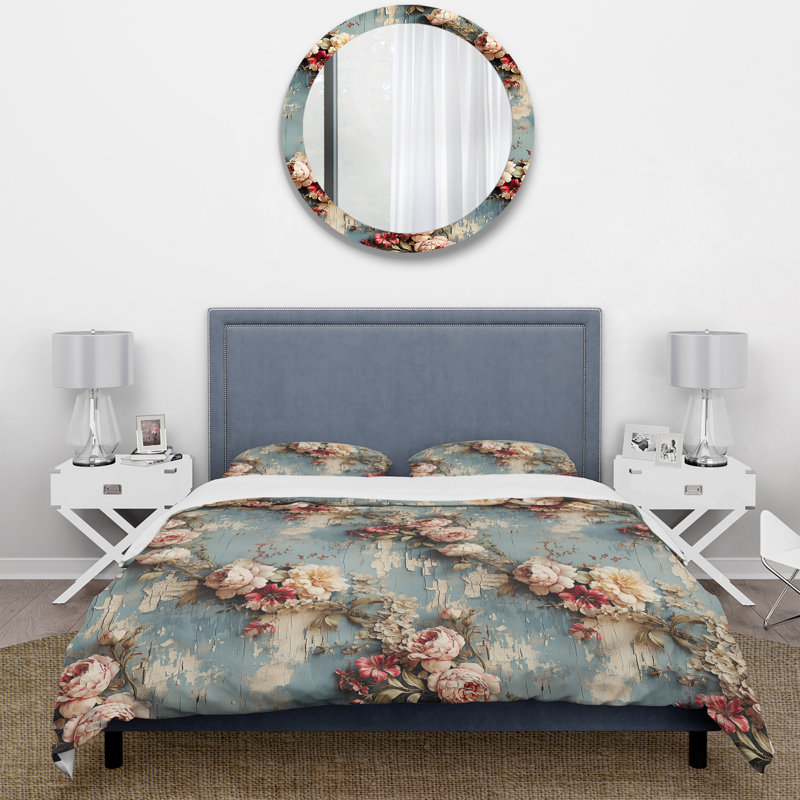 Literie rose romantique avec pivoines I, Housse de couette simple + 1 taie décorative stan