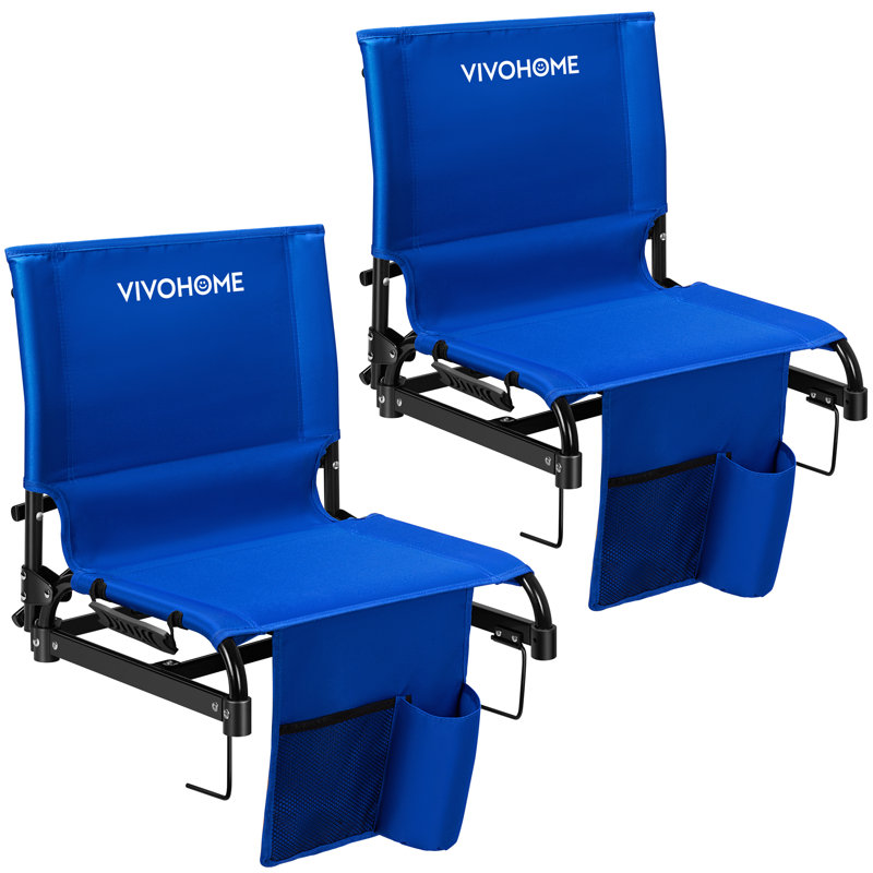 Ensemble de 2 sièges de stade compacts et pliables avec dossier, Bleu