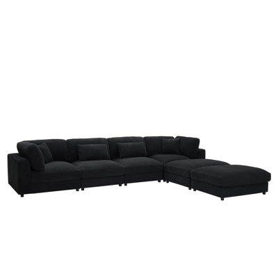 Andreco 144" Wide Reversible Modular Corner Sectional With Ottoman
