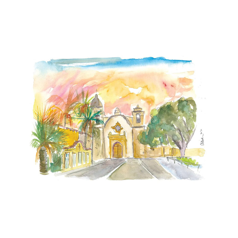 Mission San Carlos Borromeo In Carmel By The Sea By Markus & Martina Bleichner - Wrapped Canvas Painting by Markus & Martina Bleichner - Wrapped Canvas Painting