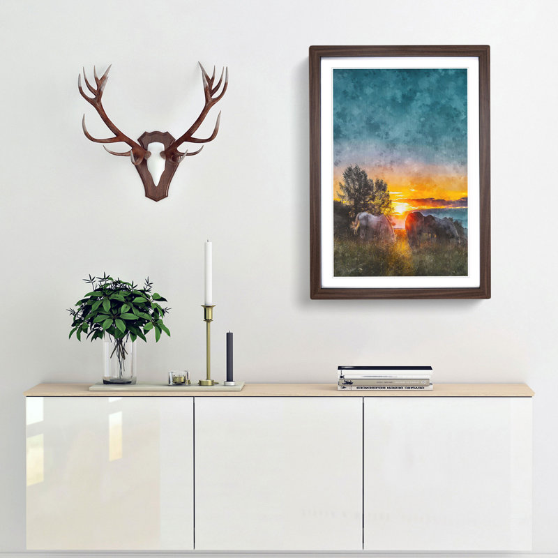 Sunrise Behind the Trees - Framed Print, Walnut Framed, 87cm H x 62cm W x 2cm D