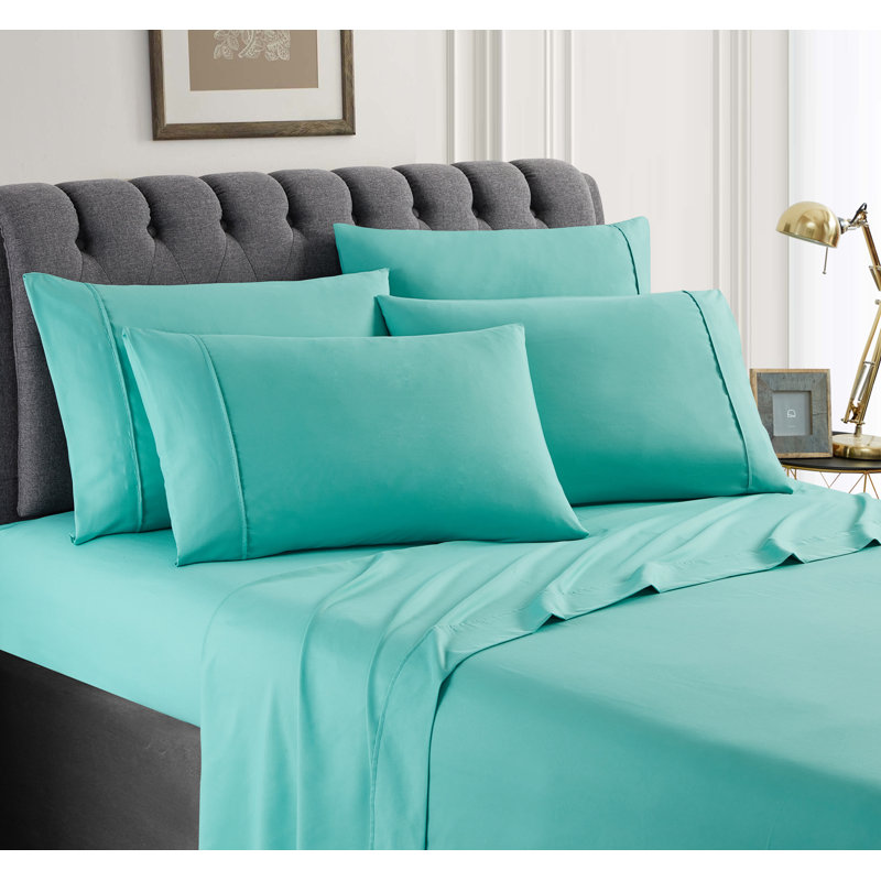 Microfiber Percale Sheet Set, Turquoise, Full Sheet Set + Fitted Sheet + 2 Pillowcases