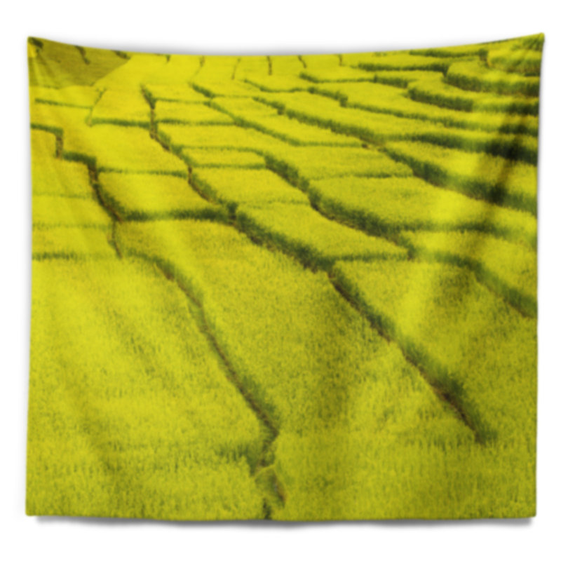 Tapisserie paysage champ de riz, H 50 po x l 60 po