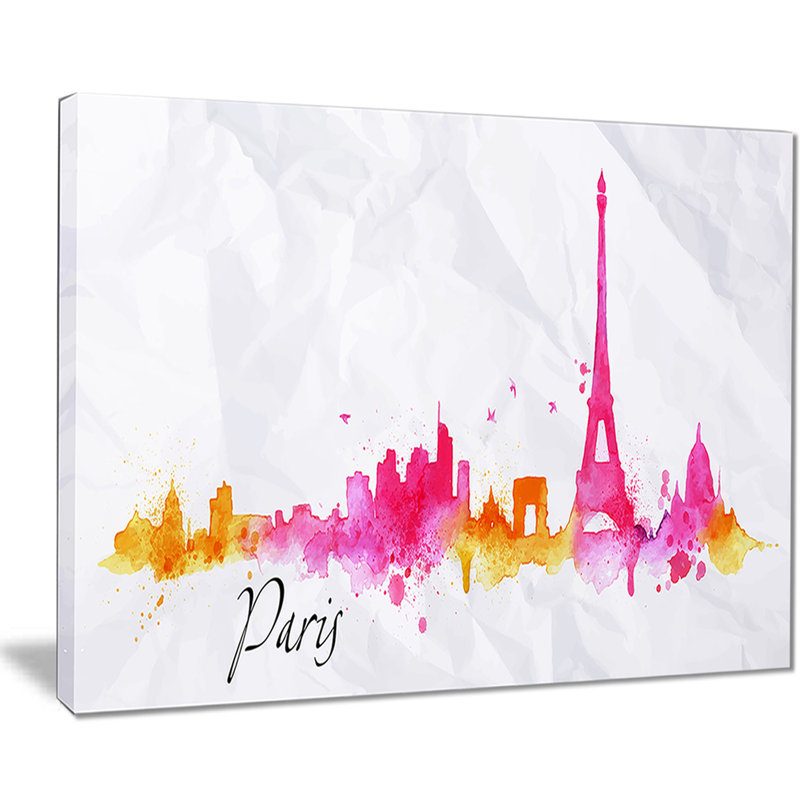 « paris rose silhouette », reproduction de peinture à l’huile sur toile, H 8 po x l 12 po x P 1 po