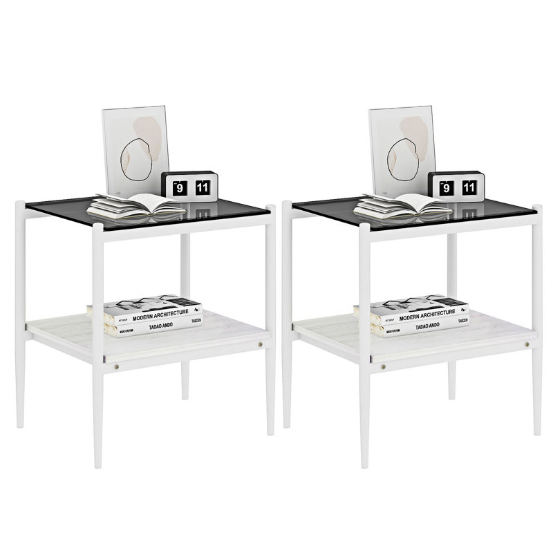 Coffee Table and End tables Set of 3, White, Grey