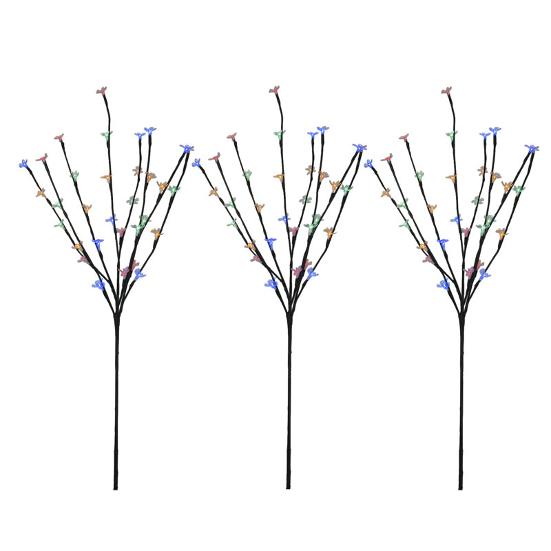 Branches d'arbres artificiels pré-éclairées 2,5 pi - lumières DEL, Mauve, 96