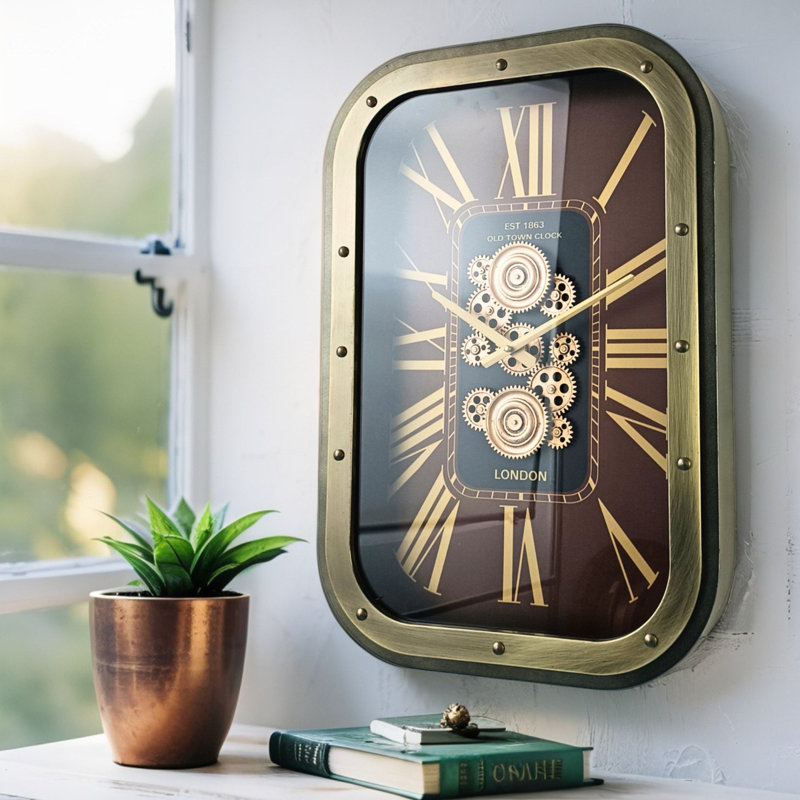 Metal Wall Clock, Gold, Medium