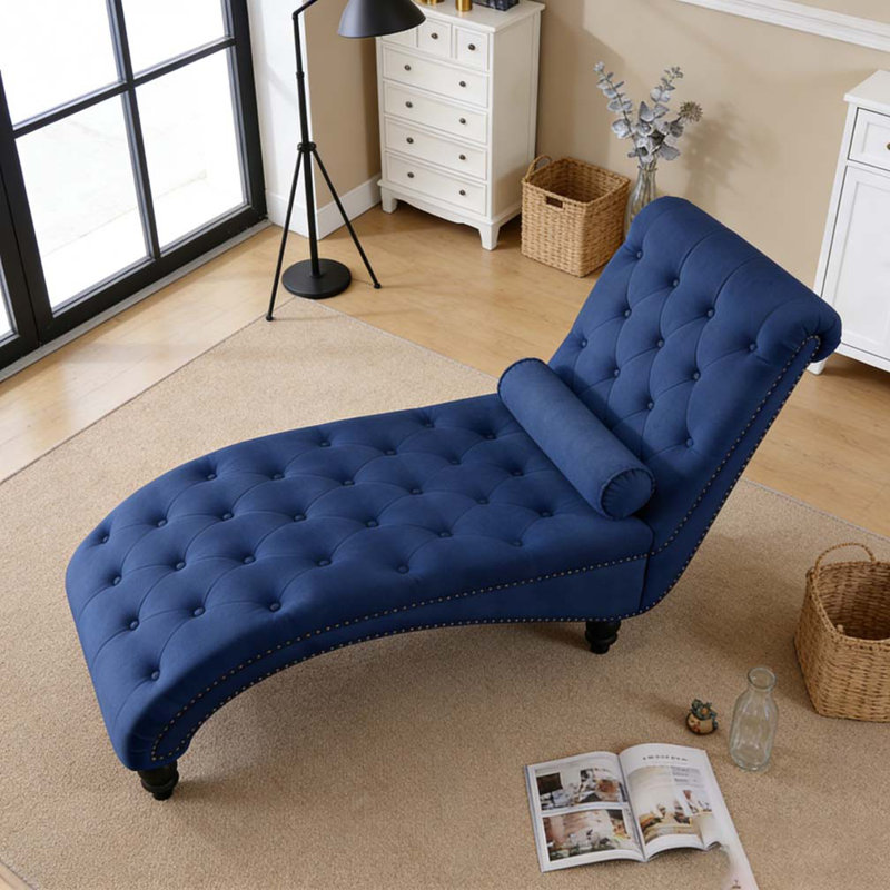 Fauteuil inclinable en velours capitonné, Marine