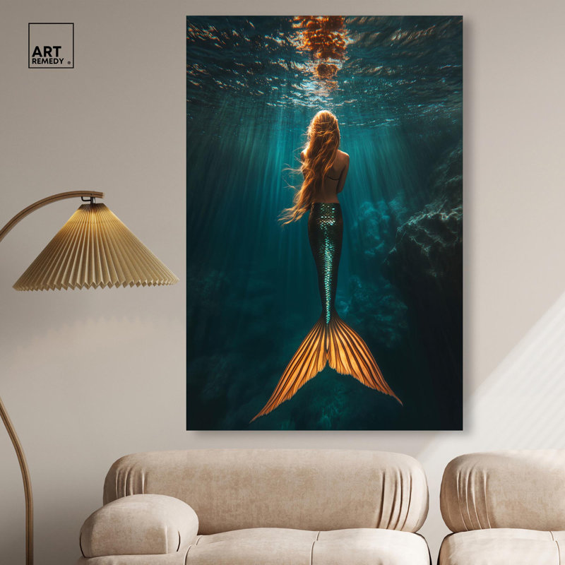 «Mermaid Day» par Art Remedy, H 36 po x l 24 po, Toile tendue, Toile tendue