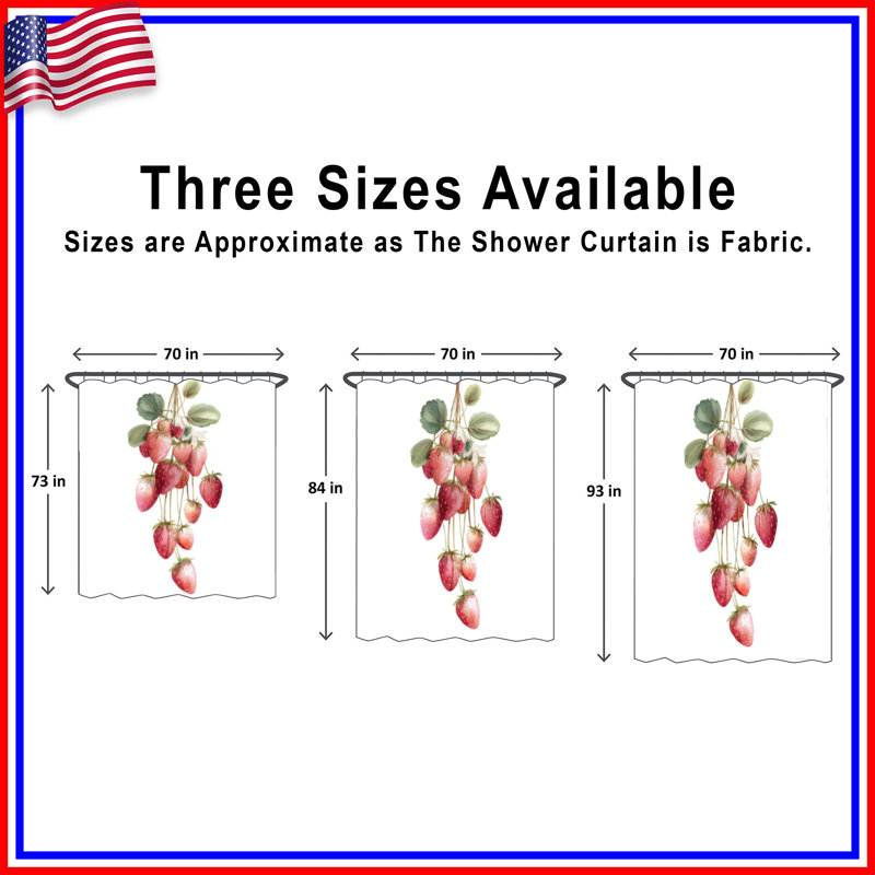 Rideaux de douche Watercolor Strawberries, L 70 po x H 84 po