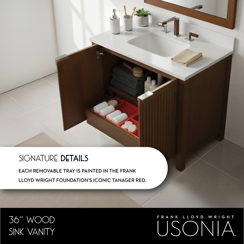 Through Lines 36" Single Bathroom Vanity, Brown