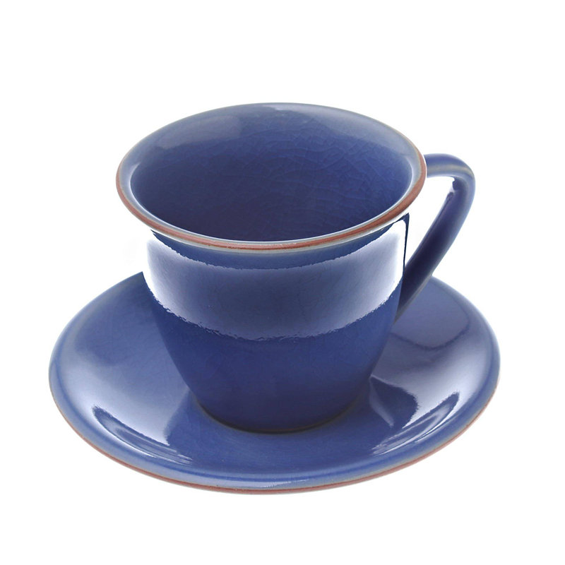 Novica Sublime Simplicity  Ceramic Cup And Saucer Set (Pair)