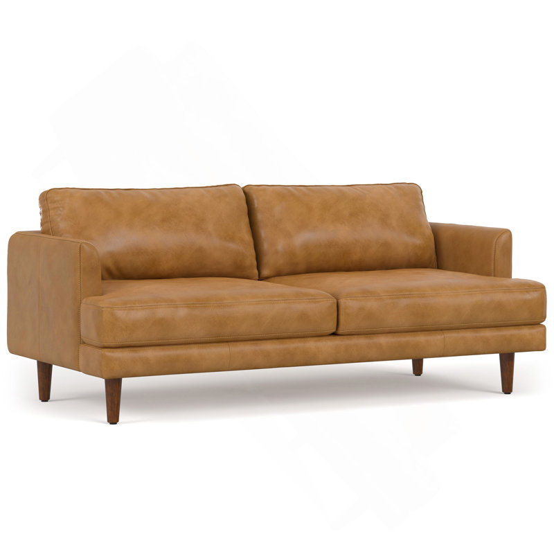 Canapé Livingston de 76 po en cuir véritable Sienna, Marron clair