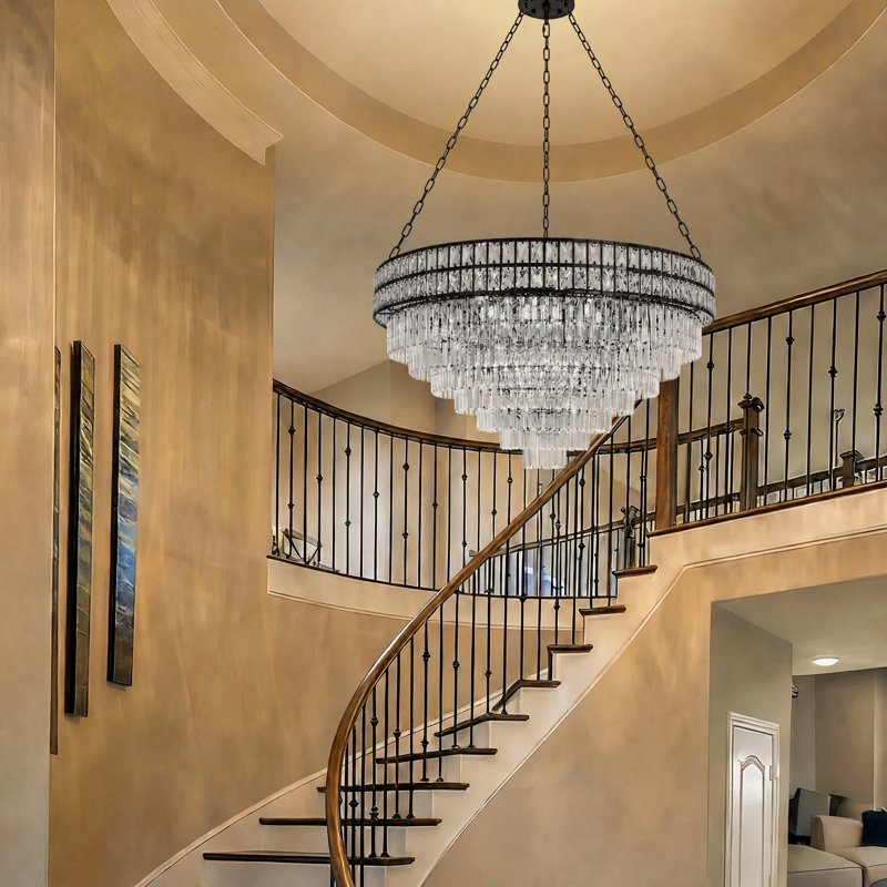 Imma Crystal Empire Chandelier, Black, 21.85" H x 39.17" W x 39.17" D