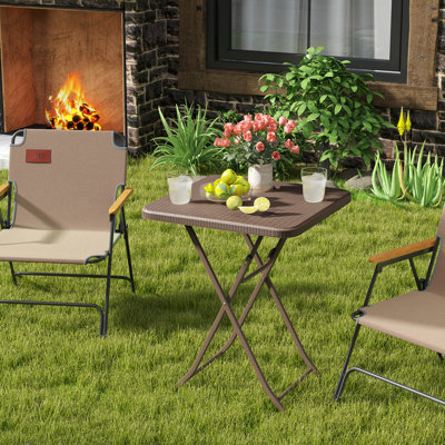 Square Metal Folding Outdoor Bistro Table , 60cm cm W 60cm cm D
