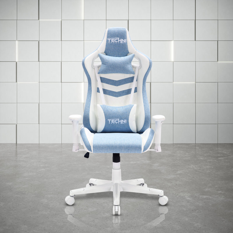 Techni Sport Adjustable Reclining Ergonomic Swiveling PC & Racing Game Chair, Blue