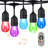 Hanjun 48ft Outdoor String Light with 15 Bulbs Music-Synced Colour Changing and Remote Control