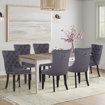 Alexes Tufted Velvet Wing Back Dining Chair