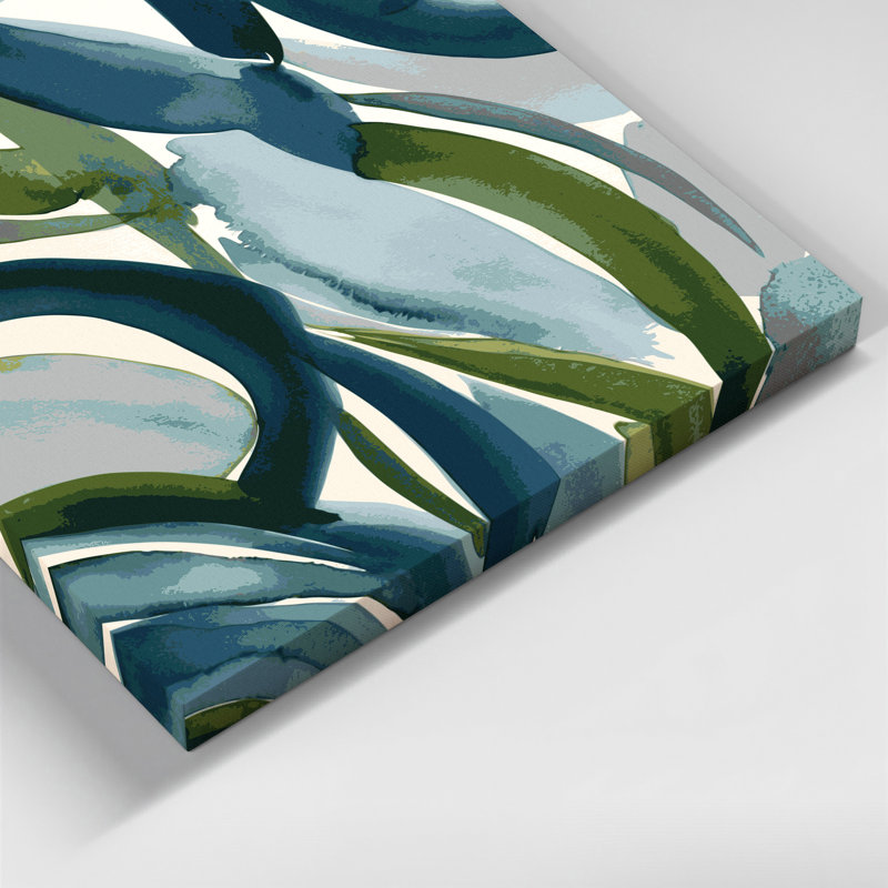 Abstrait aquarelle 25, art mural sur toile verte, H 12 po x l 12 po