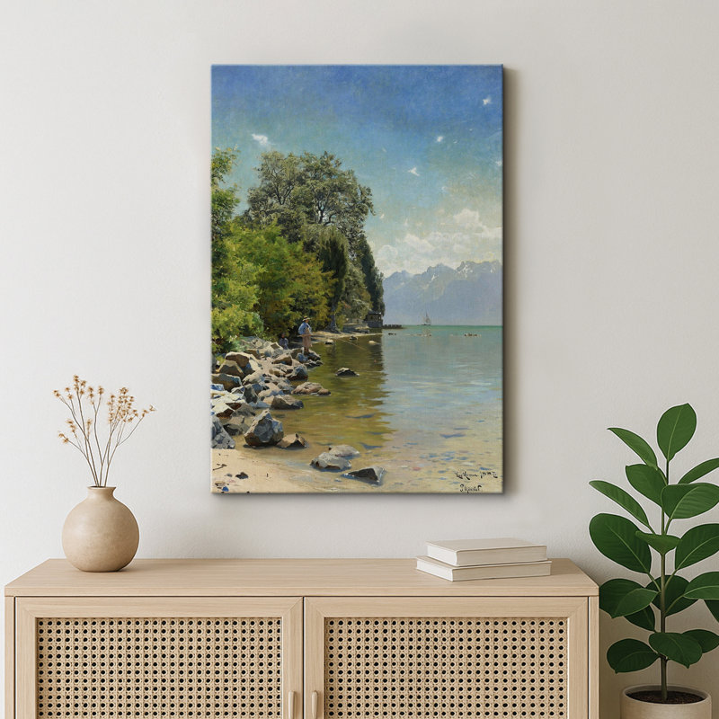 Serene Lakeside Mountain View, H 18 po x l 12 po x P 1,5 po, Toile tendue