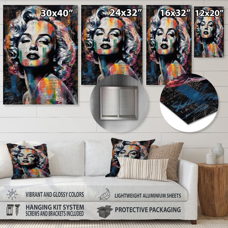 Marilyn Monroe, collage rétro - art mural femme pop, Sans cadre, H 32 po x l 24 po