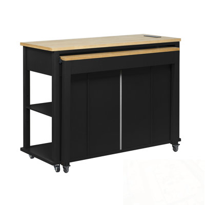 Kitchen Island with Extendable Table, 2 Drawers and 2 Cabinets