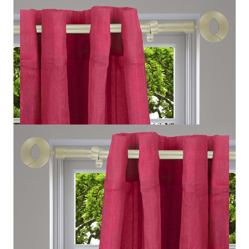 Gold Adjustable Single Curtain Rod Set with Circle Finials