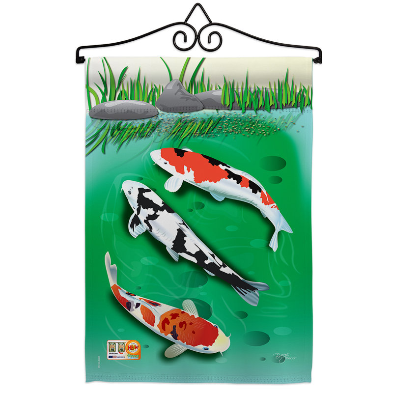Ensemble de drapeau décoratif en polyester à 2 faces koi impressions