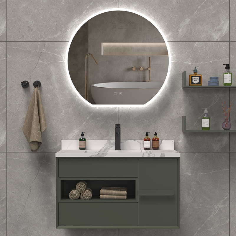 Hudson 32" x 30" LED Wall Mounted Mirror, Adjustable Temperature & Brightness, Heated Defogger, Memory Settings