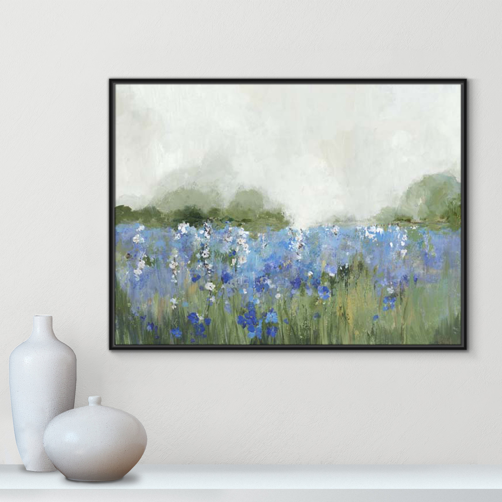 Meadows Bluebels Field "Meadows Bluebells Field" Print, 31.5" H x 41.5" W x 2" D, Black Framed
