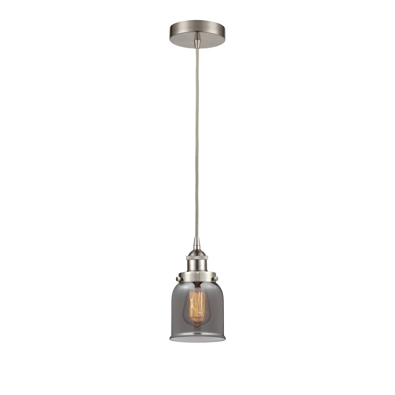Luminaire suspendu en forme de cloche à 1 lumière Bostonia, H 9,5 po x l 5 po x P 5 po, gris, Nickel satiné brossé
