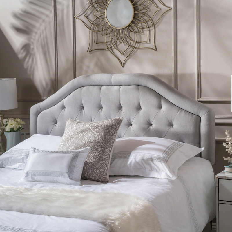 Tête de lit rembourrée Lemaster Panneau, Gris clair, Grand
