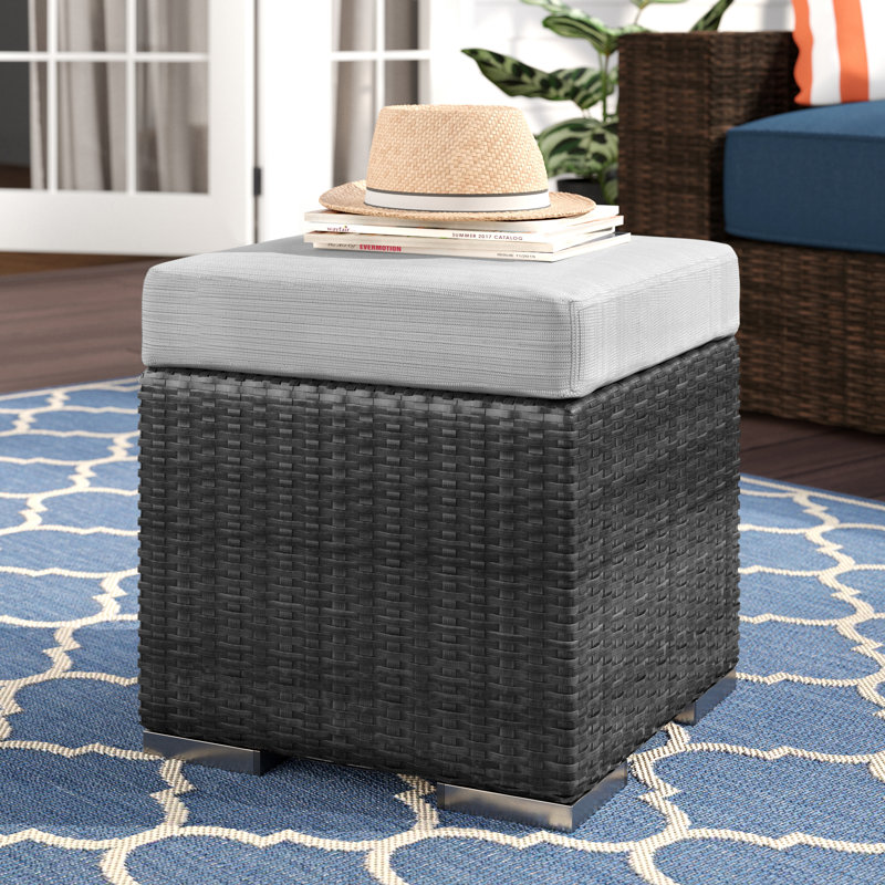 Repose-pieds d'extérieur avec coussin Jossif, gris