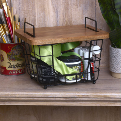 Gourmet Basics By Mikasa Madam Petite Stacking And Nesting Basket With Wood Lid