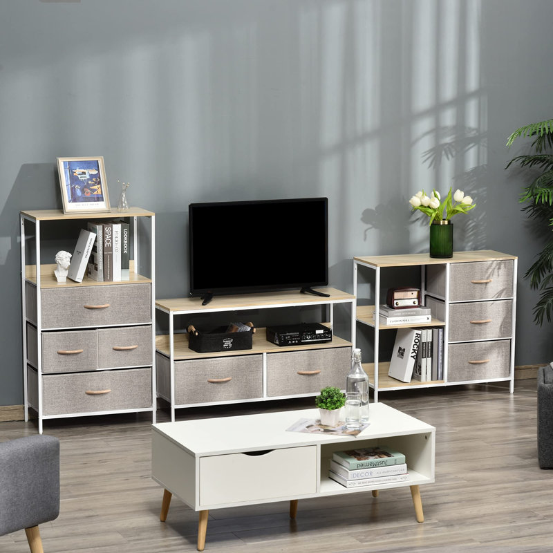 Gelilah Steel 80cm W 3 - Drawer Chest of Drawers, Grey/Light Brown