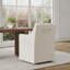 Chaise rembourrée en lin blanc avec poche latérale et roulettes
