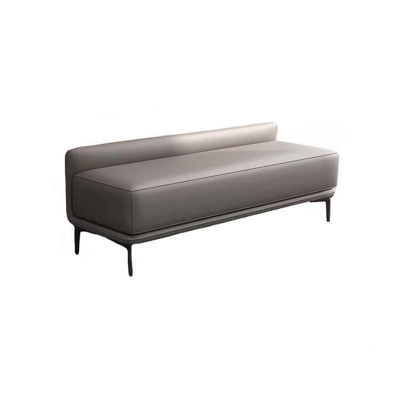 Genuine Leather Upholstered Bench, Gray, 19.68" H x 59.05" W x 18.11" D