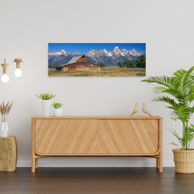 Vieille grange sur un paysage, parc national de Grand Teton, Wyoming, art contemporain abstrait, art mural paysage
